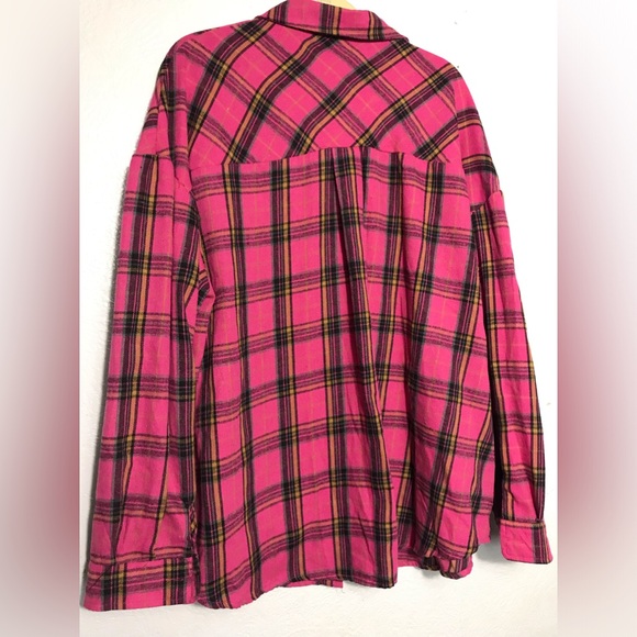 Fantaslook Fuchsia Plaid Button Down Shirt 3X - Picture 5 of 7
